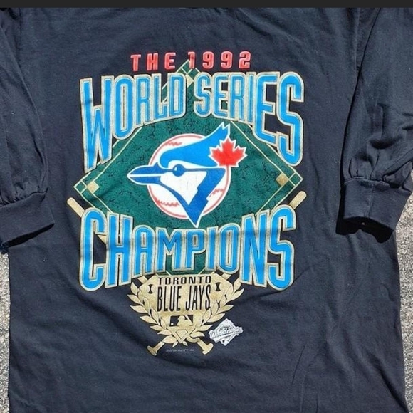 ​1992 Toronto Blue Jays World Series Starter Mock Neck Shirt Medium 1/2 Sleeve - Picture 5 of 7